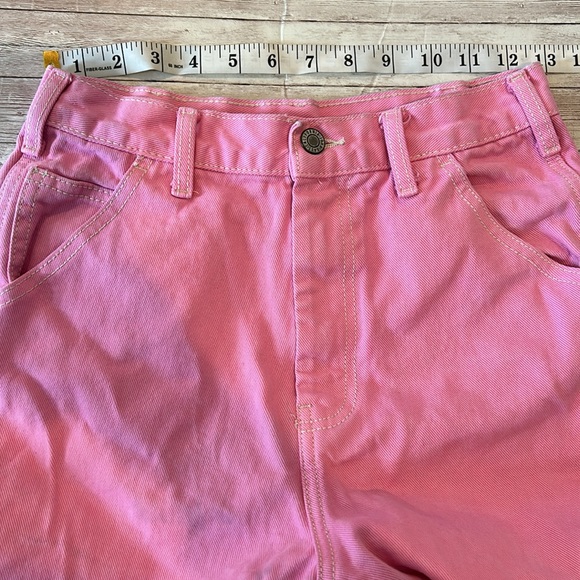 John Galt Brandy Melville Pink High Rise Baggy Wide Leg Cargo Pants Jeans - Picture 7 of 10